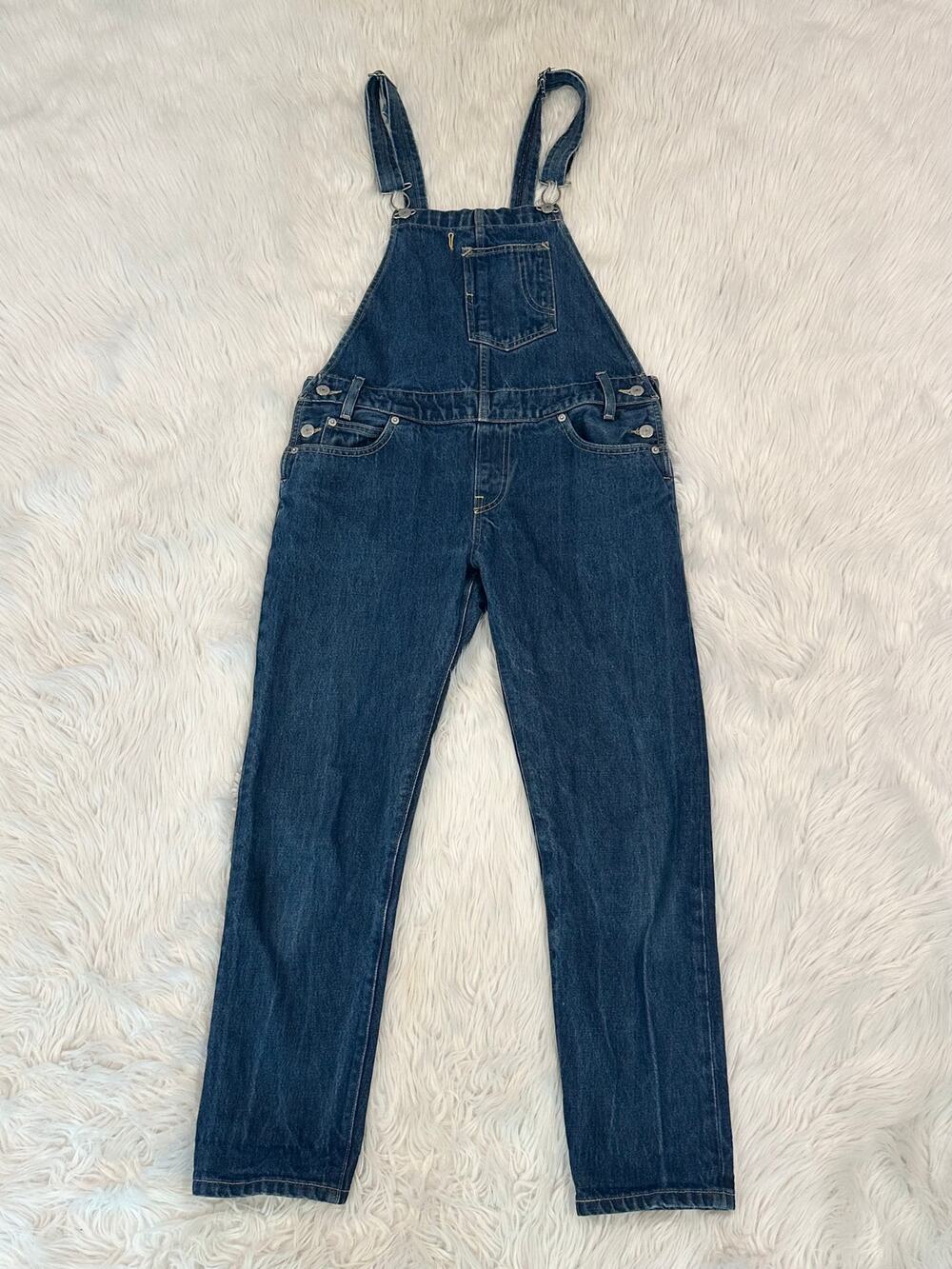 Levi’s Heritage Bib Denim Overalls Straight Leg Jeans Dark Wash Blue